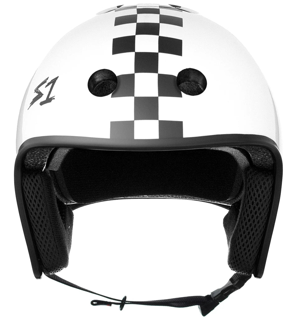 S1 Retro Lifer Helmet - White Gloss / Checkers