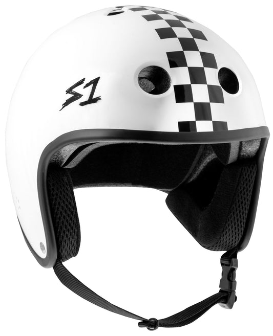 S1 Retro Lifer Helmet - White Gloss / Checkers